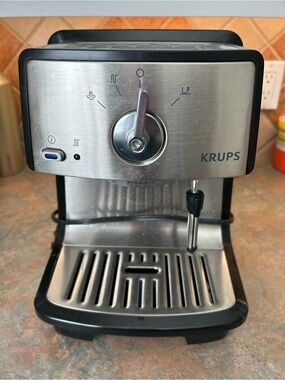 KRUPS Espresso Maker in Silver and Black - Compact Home Machine